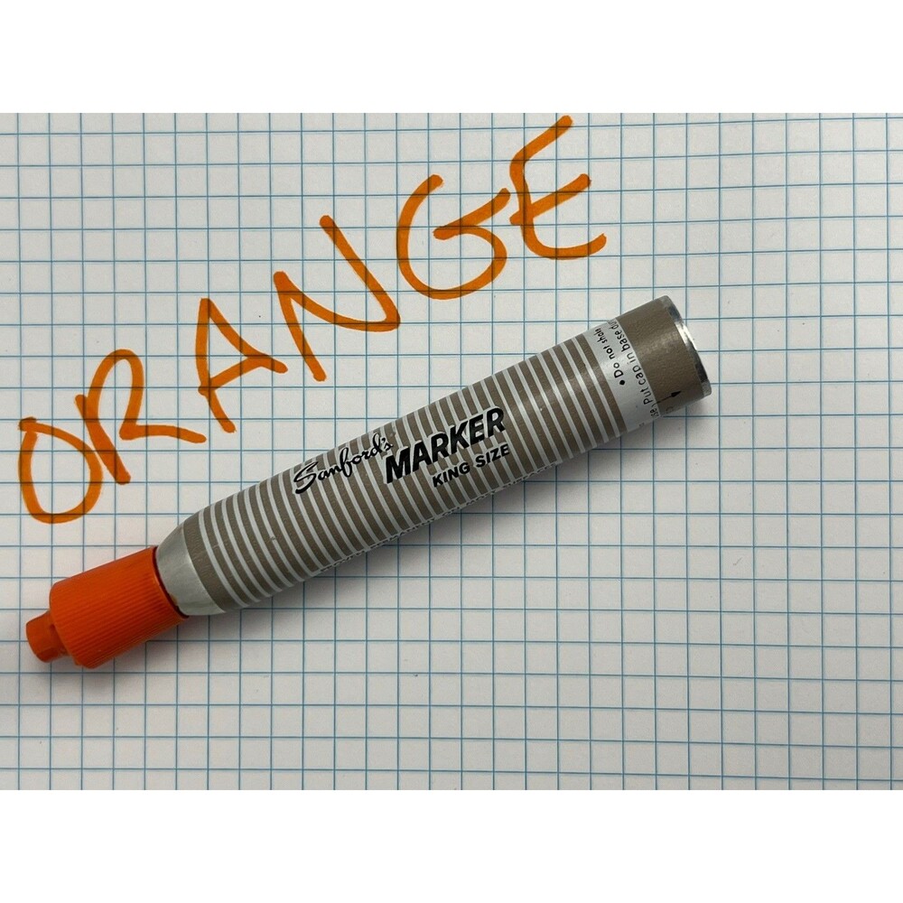 Vtg Sanford King Size Permanent Marker ORANGE Metal - Working Stinky Xylene Ink